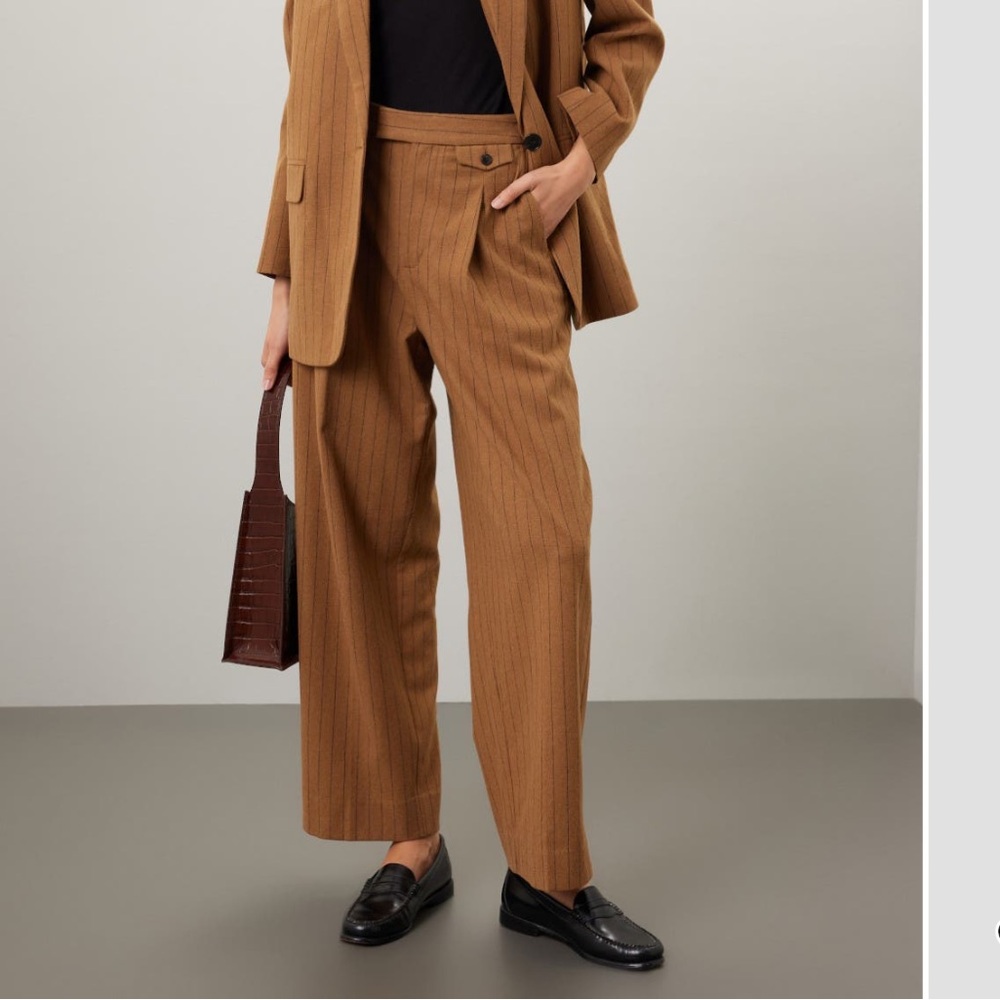 Madewell wool trouser brown black stripe